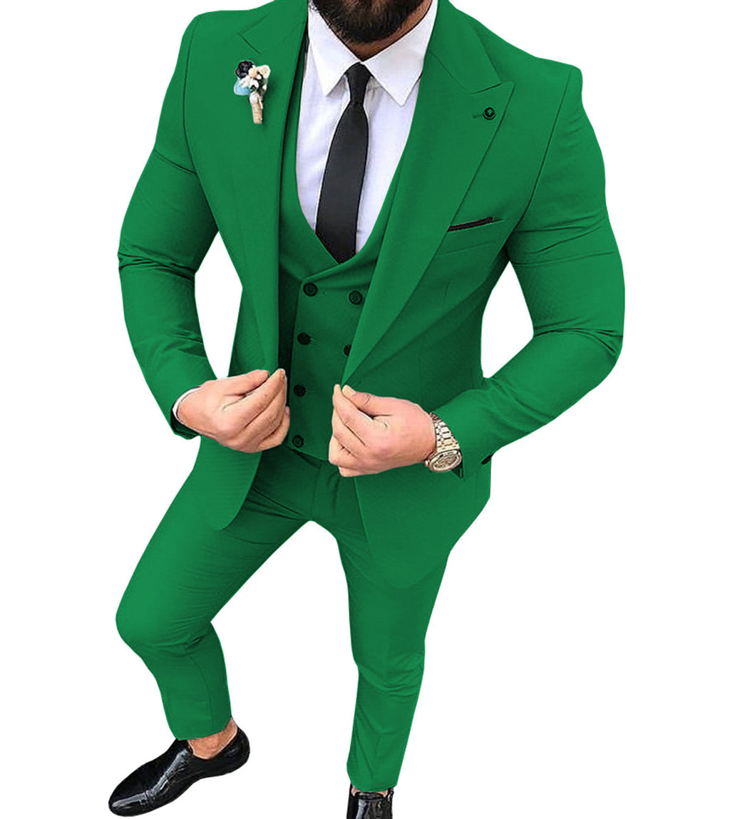 Men's Slim Fit Business Suit with Collar - Multiple Colors & Sizes