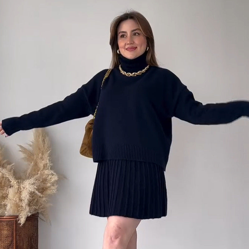 Ensemble deux pièces pour femme : pull et jupe courte, taille mi-haute, XS-XXXL