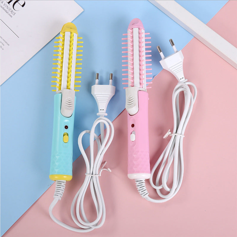 Mini 2-in-1 Electric Hair Curler & Straightener Brush 21cm