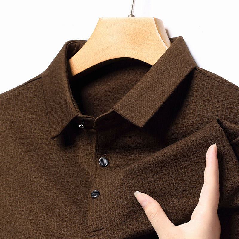 Jacquard Long-Sleeve T-Shirt for Young and Middle-Aged Men Autumn Pullover