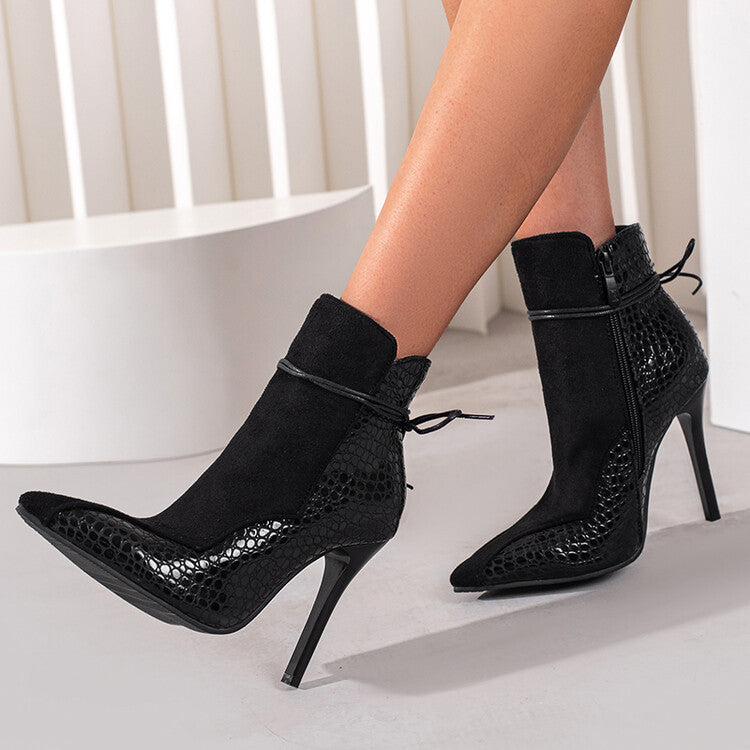 Short Pointed Toe Knight Boots with 11cm Stiletto Heels in White, Black, Brown