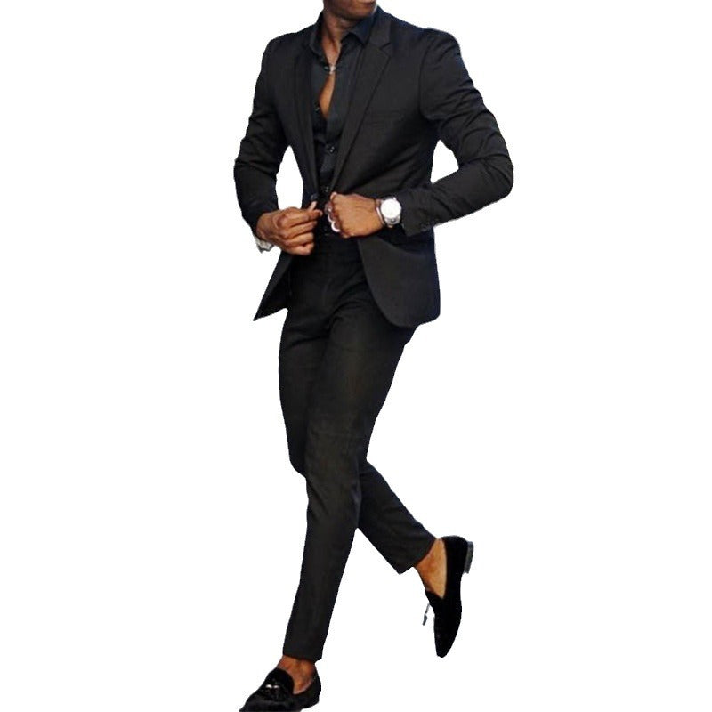 Two-Piece Digital Print Suit with Two Buttons, Regular Fit, Multiple Sizes