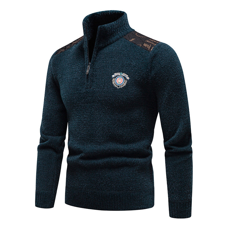 Men's Thickened Velvet Stand Collar Sweater Winter Pullover