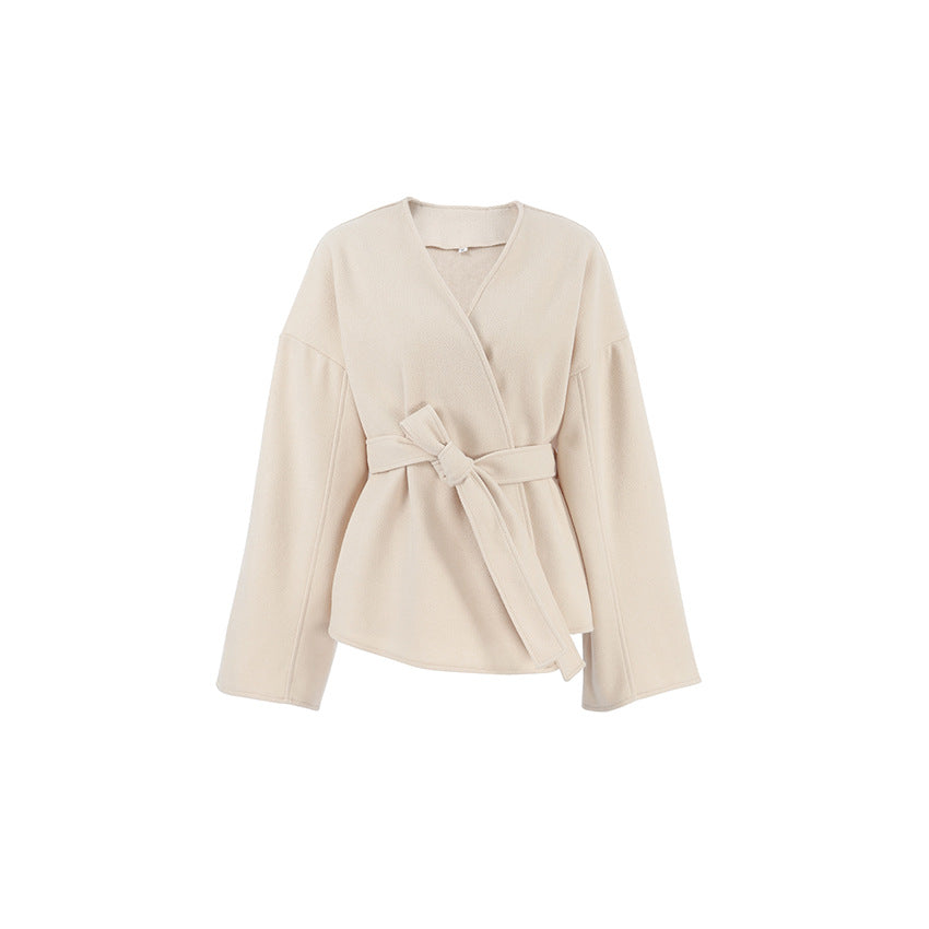 Slim Fit Loose Apricot Long Sleeve Top for Women