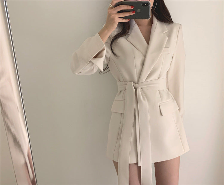 Petit blazer de costume coréen ajusté pour femme, style britannique