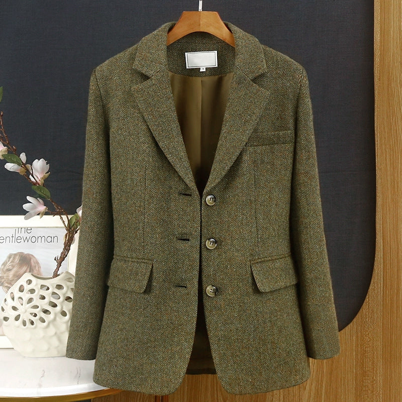Women's Retro Tweed Herringbone Blazer