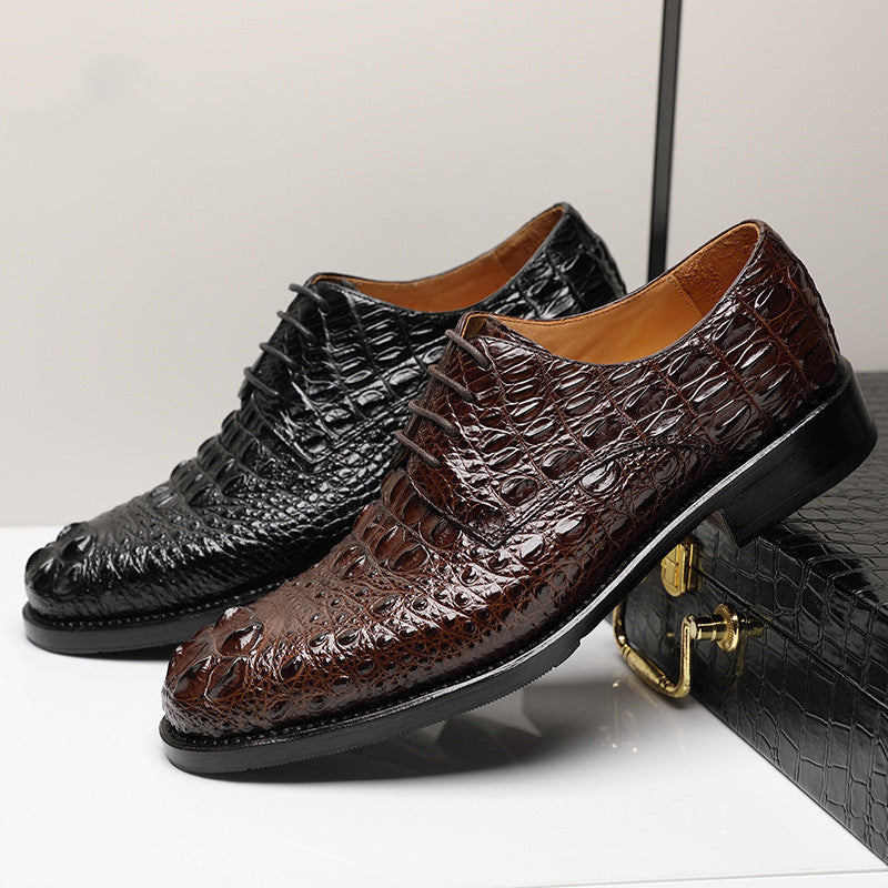 Handmade Men's Crocodile Leather Business Shoes Comfortable Formal