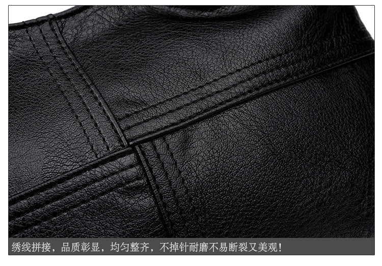 Lightweight Splicing Soft Leather Large Capacity Fashionable Mother Bag