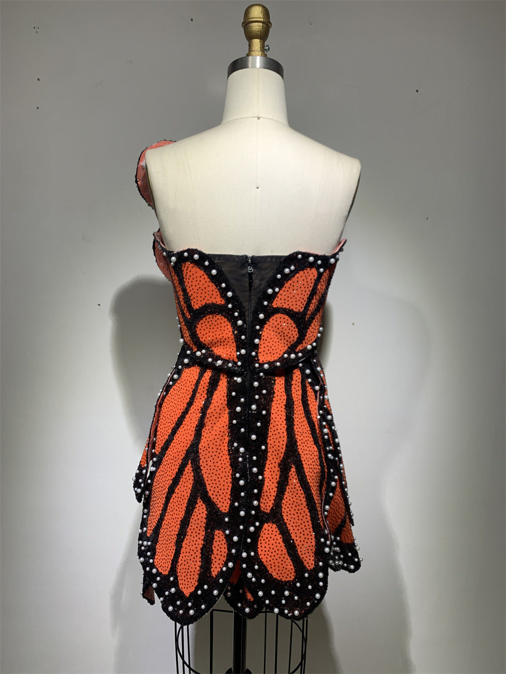 Robe Courte Asymétrique en Coton Orange pour Femme TP-TG