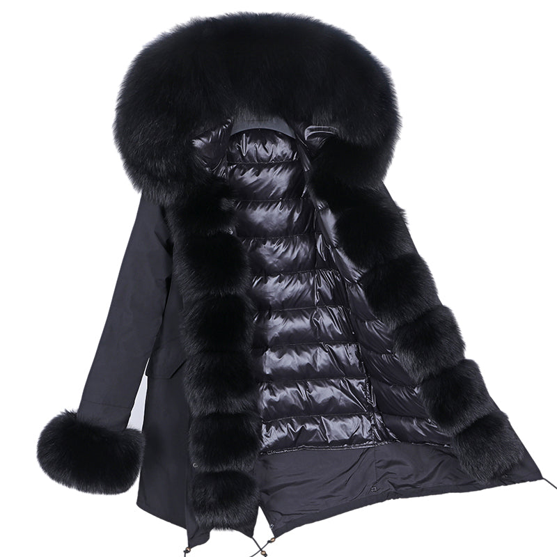 Fur Coat With Detachable Inner Liner and Placket