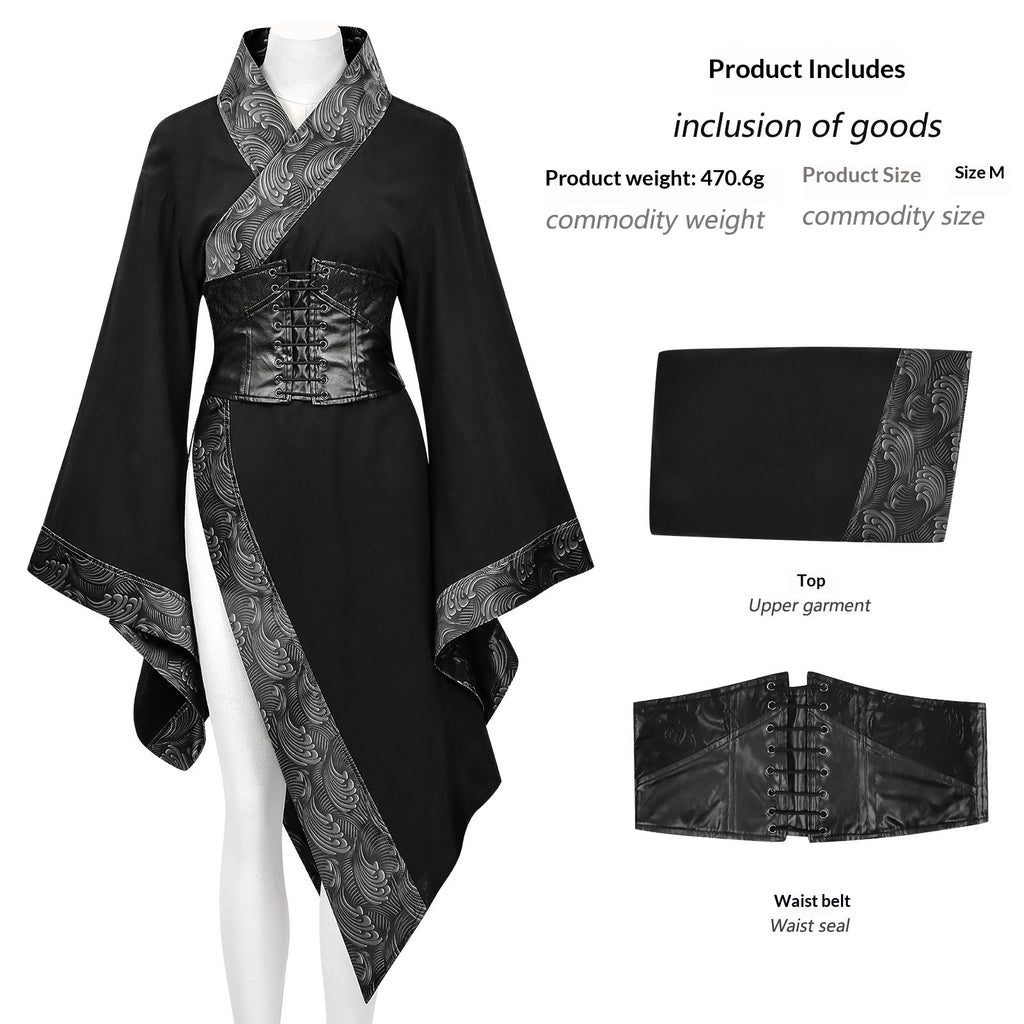 Robe Courte Modifiée Rétro Gothique Sombre Américaine pour Femmes