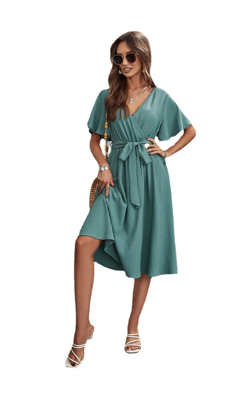 Women's Summer Waist Dress in Peacock Blue, Sizes S-XXL