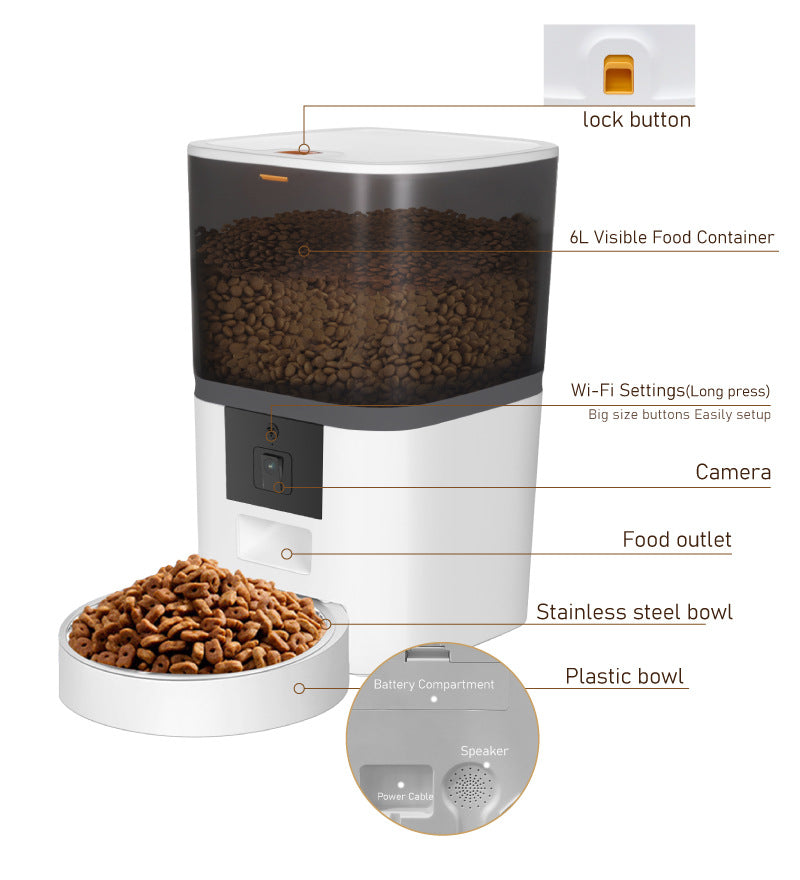 Adjustable Performance Video Camera Pet Feeder for Dogs and Cats