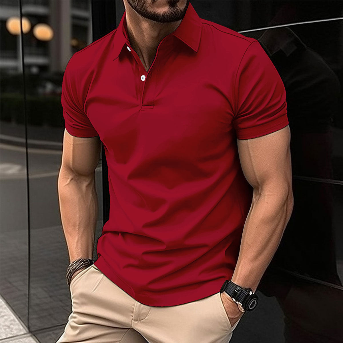 Men's Summer Short Sleeve Cotton Blend Polo Shirt