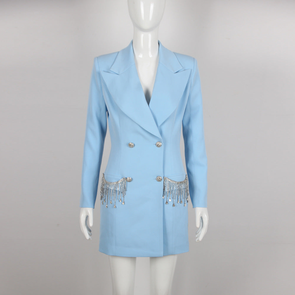 Tailleur femme élégant et décontracté, couleur unie, manches longues