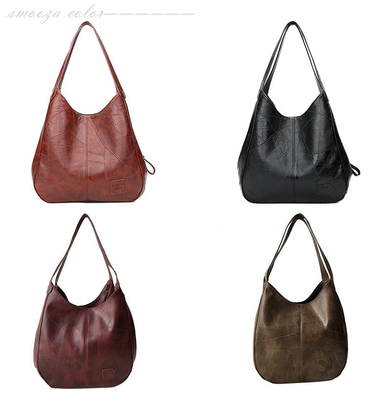 Vintage Women's Large PU Handbags with Zipper & Hasp Closure