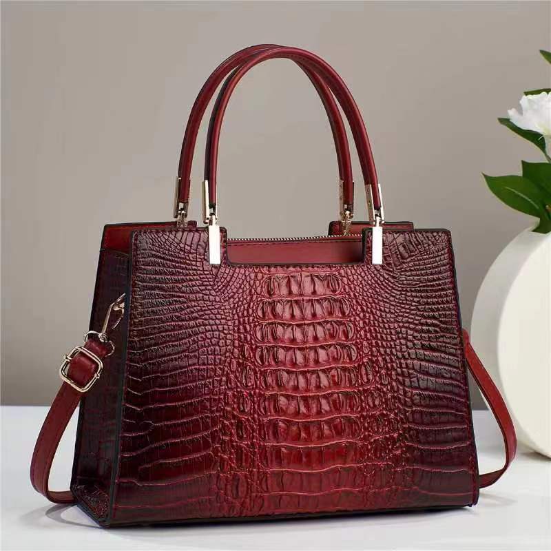 Sac à main en PU décontracté pour femmes, motif crocodile, grande capacité 30CM