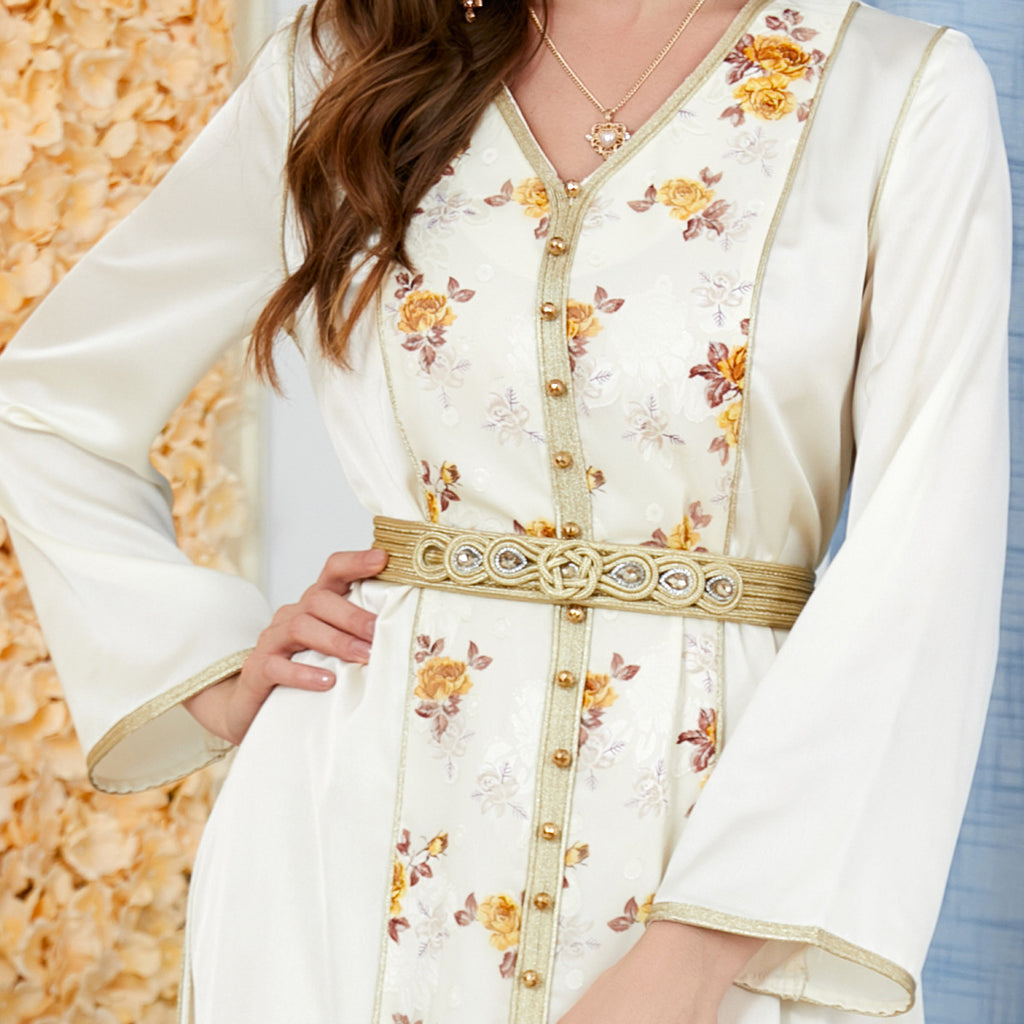 Robe ample trapèze à manches longues pour femmes du Moyen-Orient