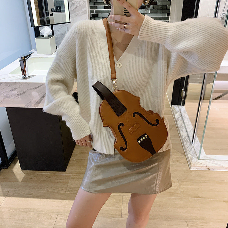 Ladies Retro Violin Box Backpack with Zipper 20x28x6cm