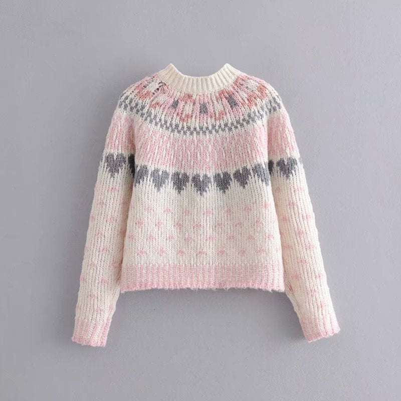 Autumn And Winter Women's Flower Love Sweater Cardigan