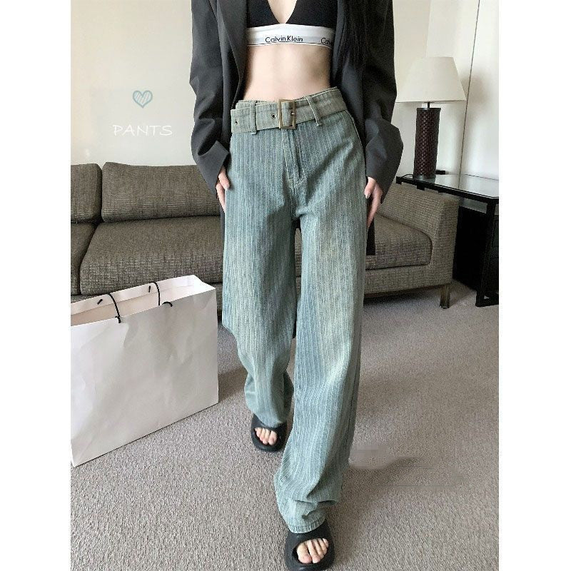 Women's Denim Straight Wide-Leg Pants