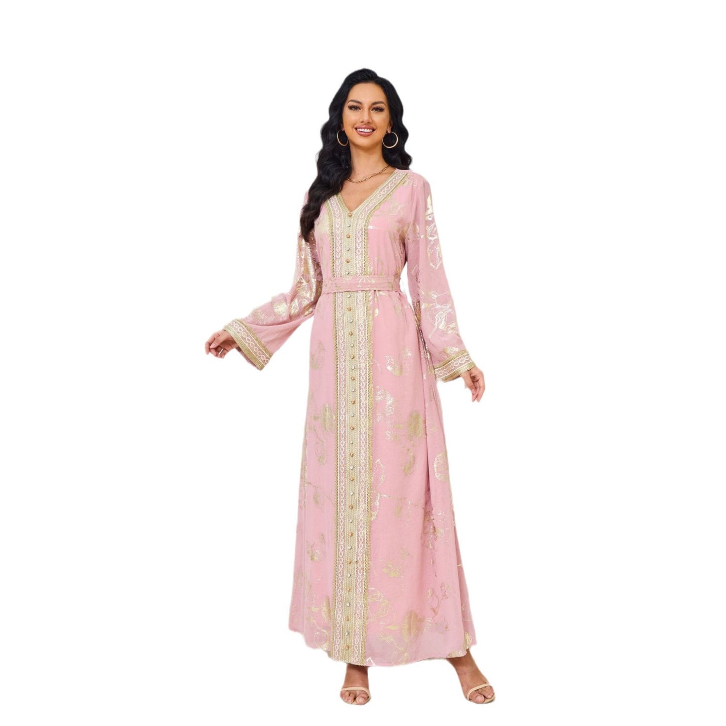 Middle East Women's Dress Pink Bronzing Fashion Party