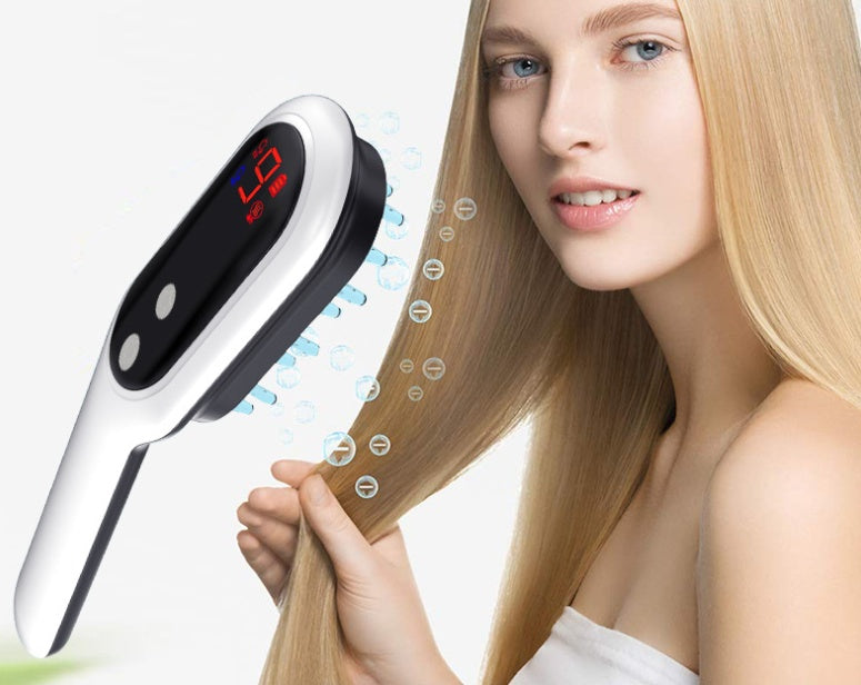 Electric Head Massager Hair Growth Comb with Magnetic Therapy, Red & Blue Light, LED Display, Scalp Massage Brush