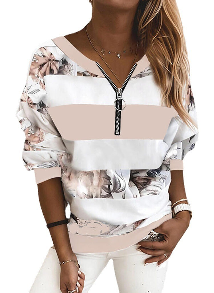 Sweat-shirt ample rayé en mélange de coton pour femme