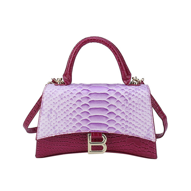 Women's Snake Pattern B Word PU Handbag 23cm