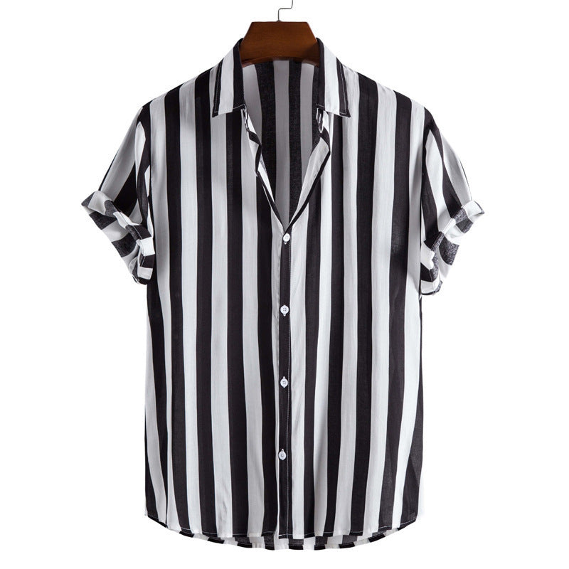 Chemise d'été rayée à manches courtes pour homme, tailles S-XXXL