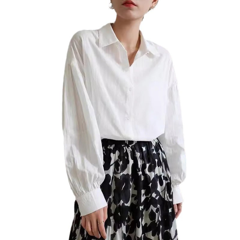 French Jacquard White Sun Protection Top Long Sleeve Spandex