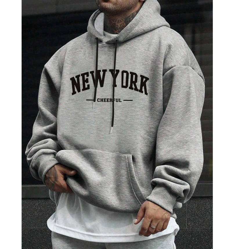 Men's Casual Retro Loose Hooded Pullover Sweater