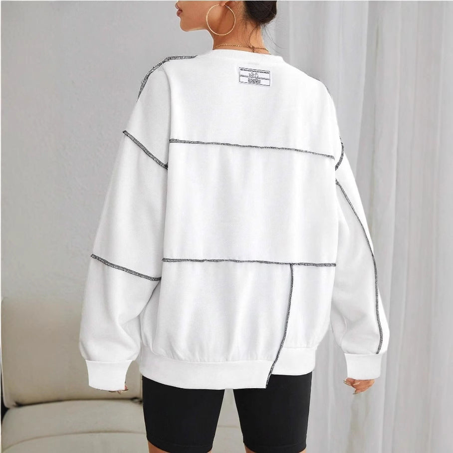 Loose Casual Round Neck Lantern Sleeve Women's Sweater