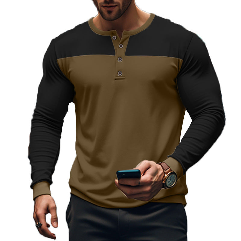 American Slim Fit Henley Shirt Pullover Long Sleeve
