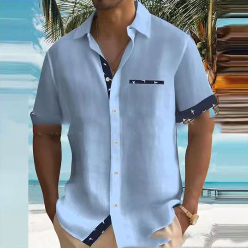 Summer Men's Casual Lapel Shirt with Fashion Printing