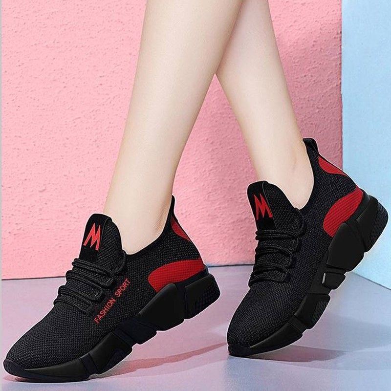 Women's Casual Thick Heel Lace-Up Peas Sneakers