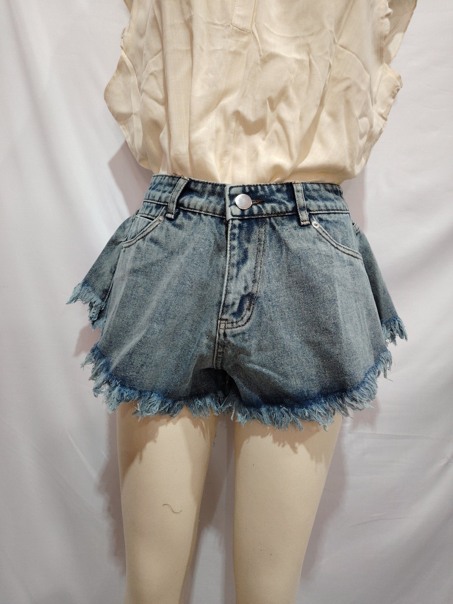 High Waist Loose-fitting Tassel Denim Shorts For Women