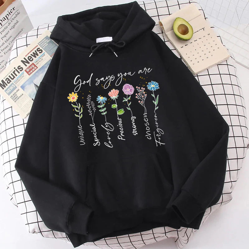 Funny Flower God Says You Are Unique Special Print Pullover