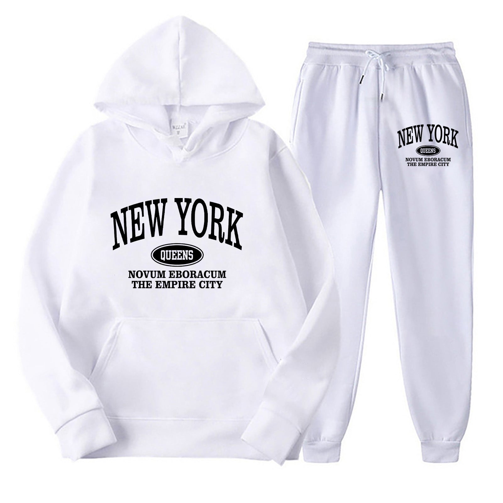 Men's Printed Hoodie Two-Piece Sweater Suit Polyester Fiber