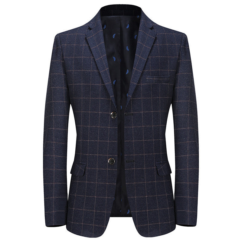 Men's Plaid Leisure Coat Blue Purple Gray Spring Autumn