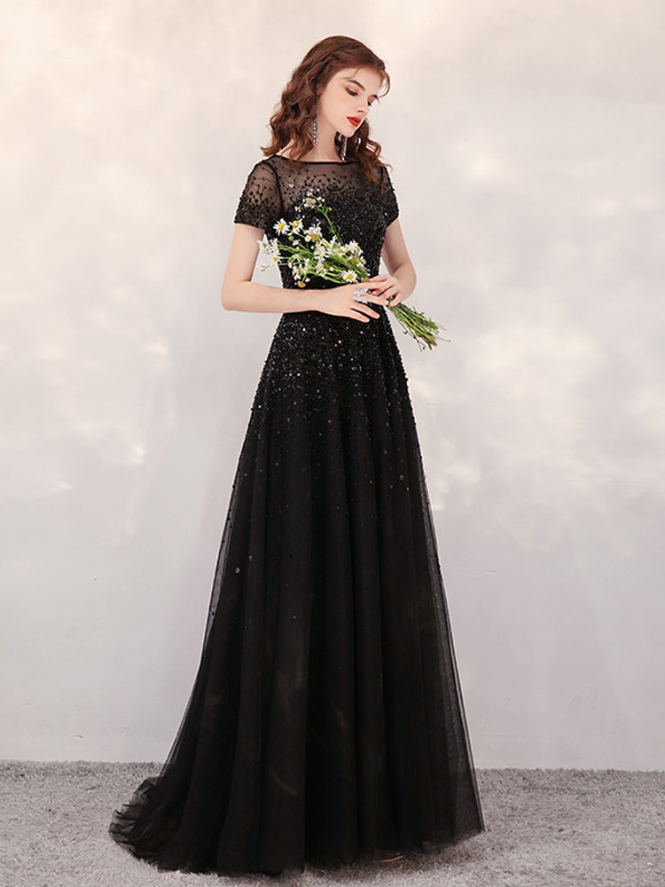 Robe longue d'hôtesse de luxe léger en mélange de polyester pour femme