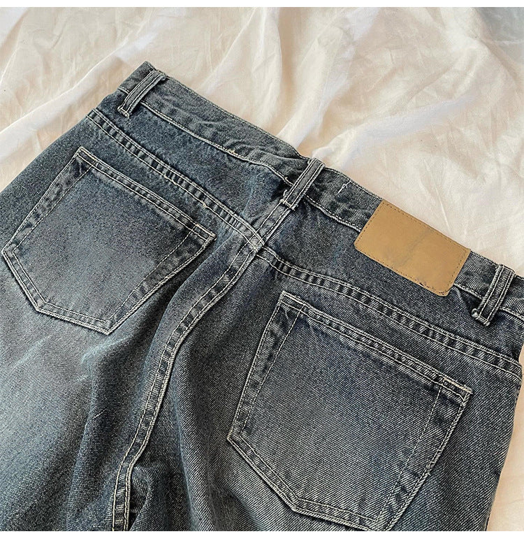 Fashionable Retro Loose Women's Straight-leg Denim Trousers