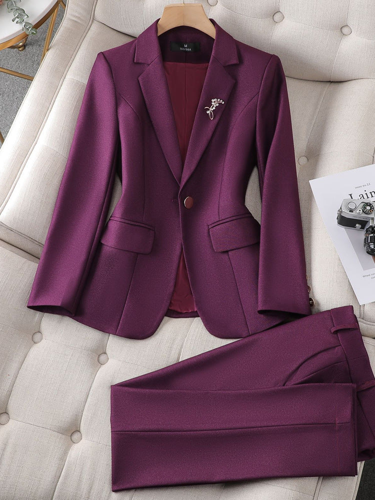 Women's Business Suit Casual Work Clothes Slim Fit Polyester