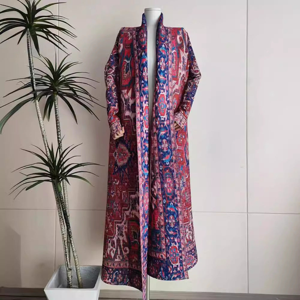 Trench polyvalent, abaya arabe élégante, imprimé