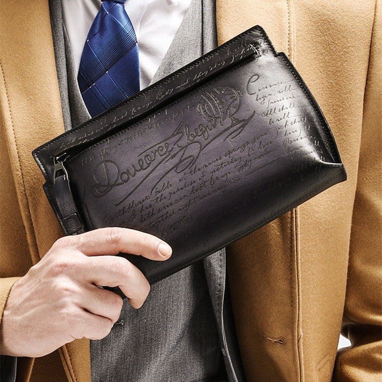 Pochette de mode personnalisée en cuir de vachette pour homme