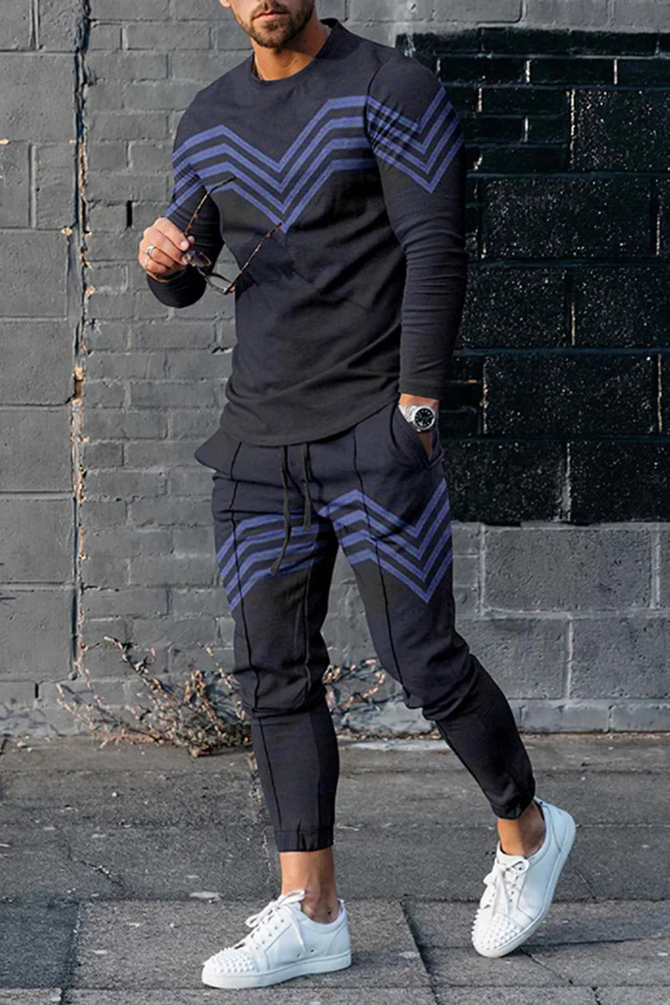 Casual Loose Gradient Long Sleeve Sweater Two-Piece Set