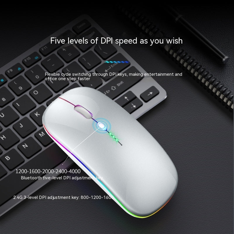 Bluetooth Dual-mode Wireless Mouse Charging Mute Power Display