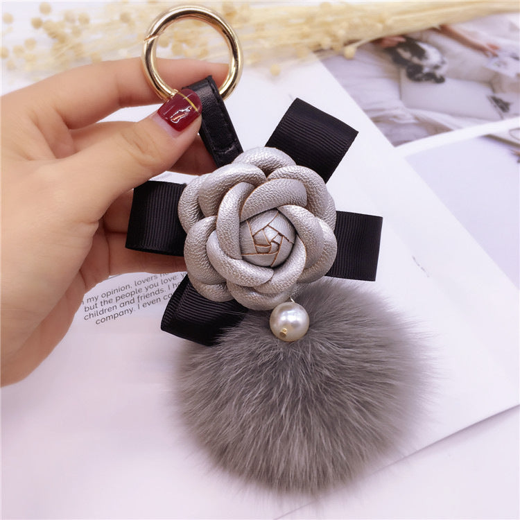 Creative Camellia Bow Keychain Bag Accessory for Women