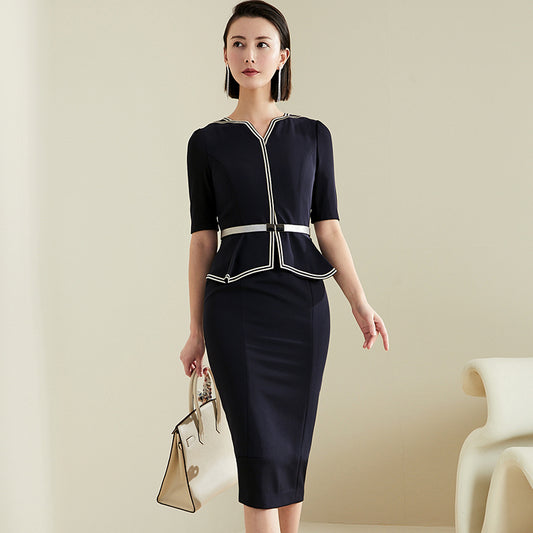 New Temperament Women's Slimming Short-sleeved Dress