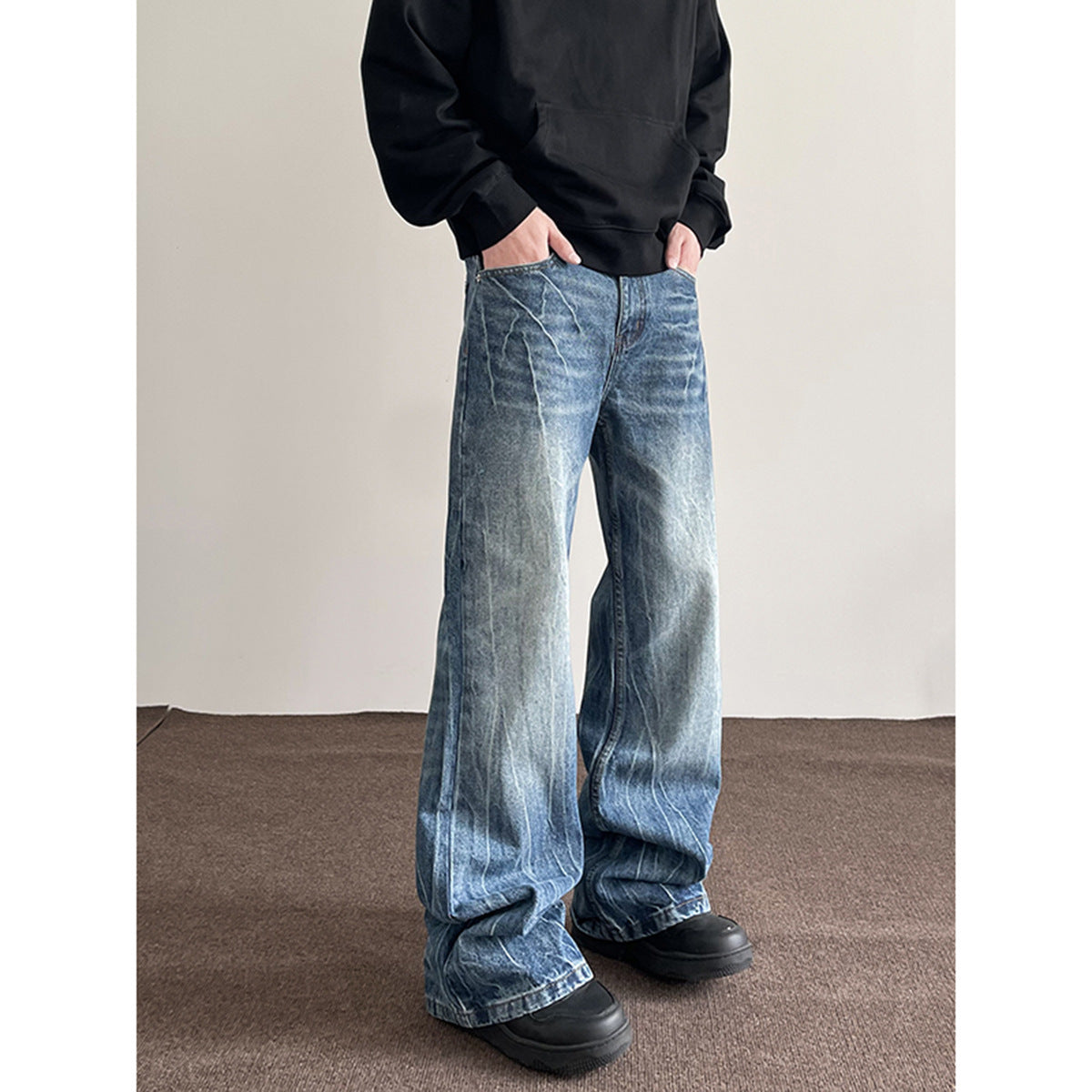 Jean droit taille mi-haute bleu American Retro